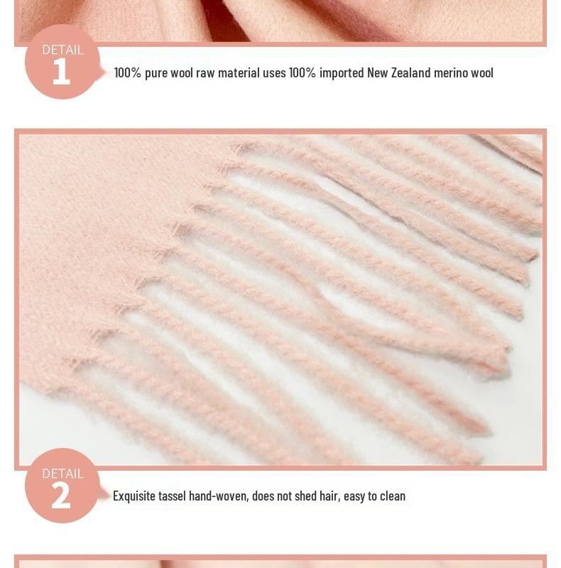 Versatile Women's Winter Wool Scarf: Thick, Monochrome, Long Tassel Shawl