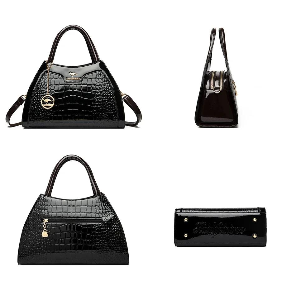 Luxury Patent Leather Handbags for Women Designer Crocodile Pattern Women's Shoulder Crossbody Bag Hobos Ladies Messenger Bags
