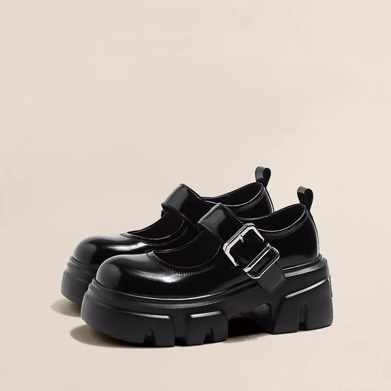 Fashion High Heels Loafers Women 2025 Spring British College Style Mary Janes shoes Chunky Platform Oxford shoes Woman Jk Uniform Shoes