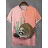 T-shirt da uomo estiva con stampa animale 3D e girocollo