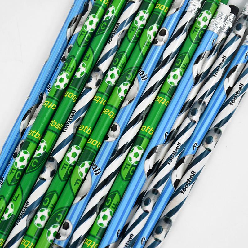 12/24/36Pcs Football Wooden Pencils Kids Soccer Sport Theme Birthday Party Favors Boy Back To School Gift Pinata Fillers Supplies