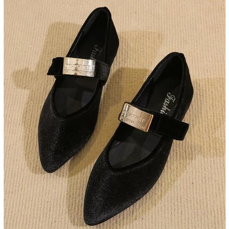 New Luxury Fashion Pointed Toe Mary Jane Shoes New Comfortable Elegant Loafers Flat Single Shoes Women Zapatos De Mujer