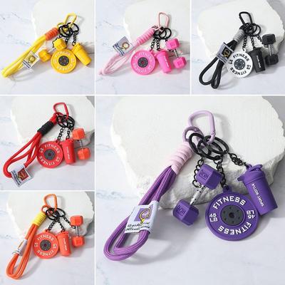 Fashion Detachable Fitness Series Pendant Simulation Style with Buckle Simulation Dumbbells Keyring Bag Charm