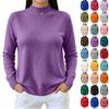 Women's Color Mock Neck Long Sleeve Slim Fit Knit Top