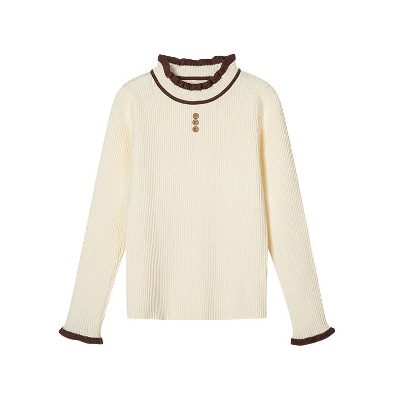 Girls' Semi-High Collar Knit Sweater