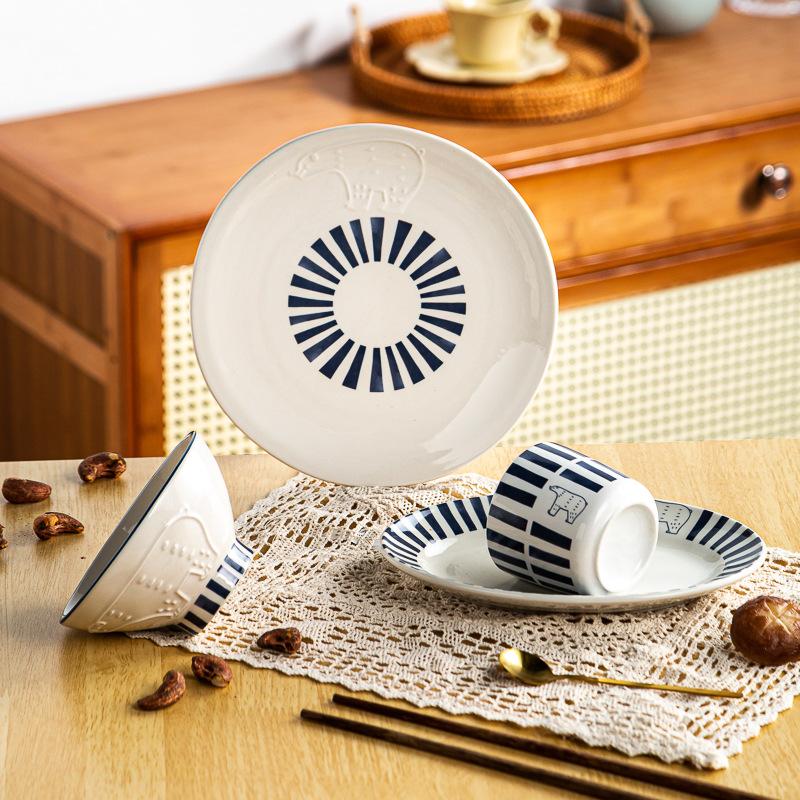 Polar Bear Cute Tableware Set Household Hat Bowl Ceramic Plate High Value Fruit Dessert Plate