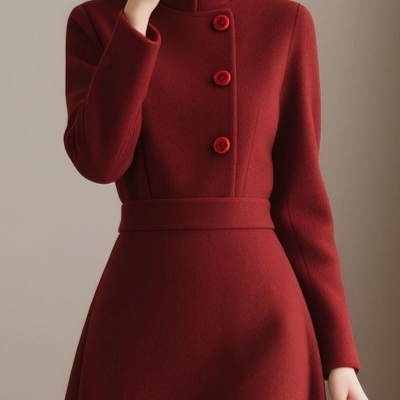 Elegant Mid-Length Autumn/Winter Retro Dress for Women