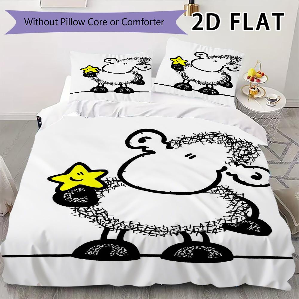 Sheepworld Pattern Bedding Uilt Set Uilt Cover Pillowcase Home Decoration Birthday Gift (1 * Duvet Cover + 2 * Pillowcase Without Core)