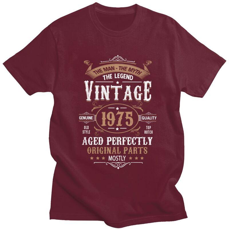 50th Birthday Vintage 1975 Man Myth Legend Tshirts Short Sleeves Leisure T Shirt Custom Years Tshirts Loose Fit 100 Cotton Tee