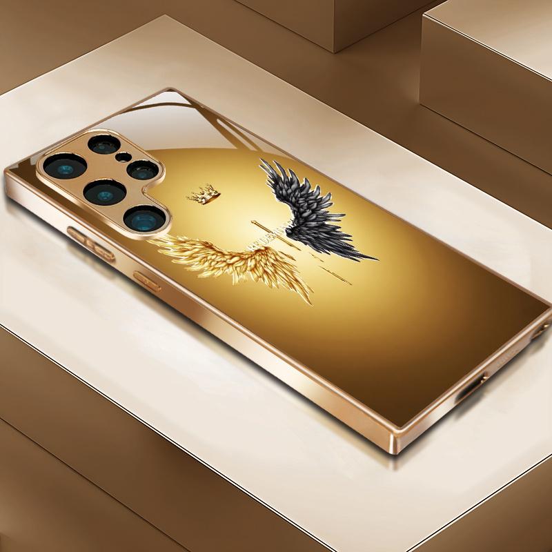 Dvoubarevný Angel Prémiový kryt na telefon Pokovený skleněný kryt na telefon pro Samsung Galaxy S26 S25 S24 S23 S22 S21 FE, Ultra, Plus