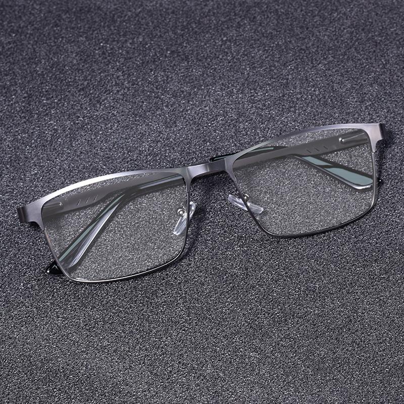 Alloy Business Reading Glasses For Men Blue Light Blocking Computer Lenses Retro Hyperopia Prescription Eyeglasses +100
