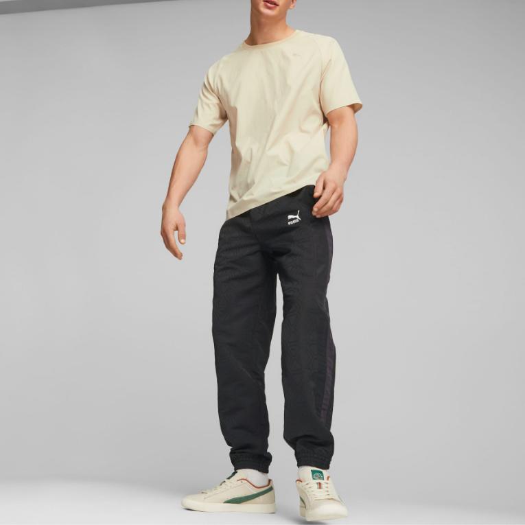 Puma T7 Printed Elastic Waist Woven Cuffed Casual Knit Sports Pants Unisex pants 539019-01