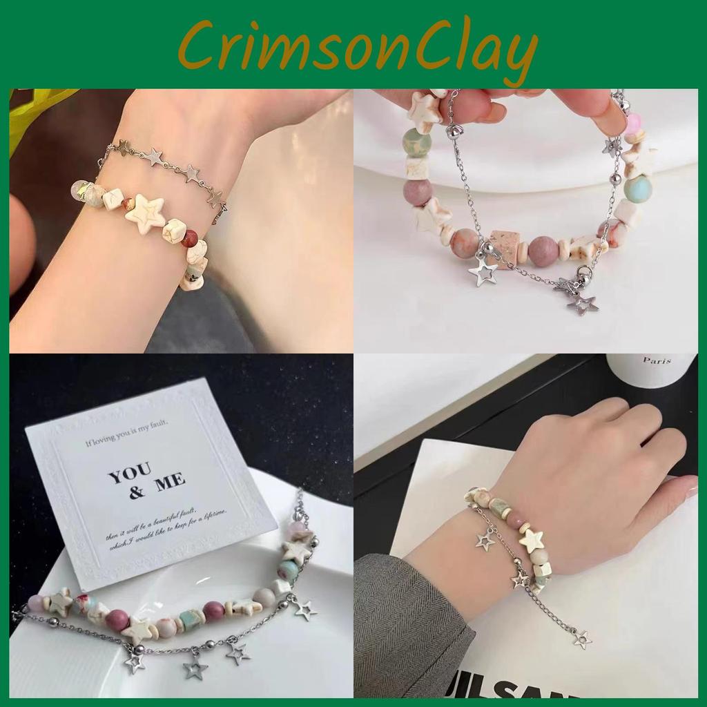 Fashionable Star Alloy Bracelet For Women Stylish Layered Design Beaded Friendship