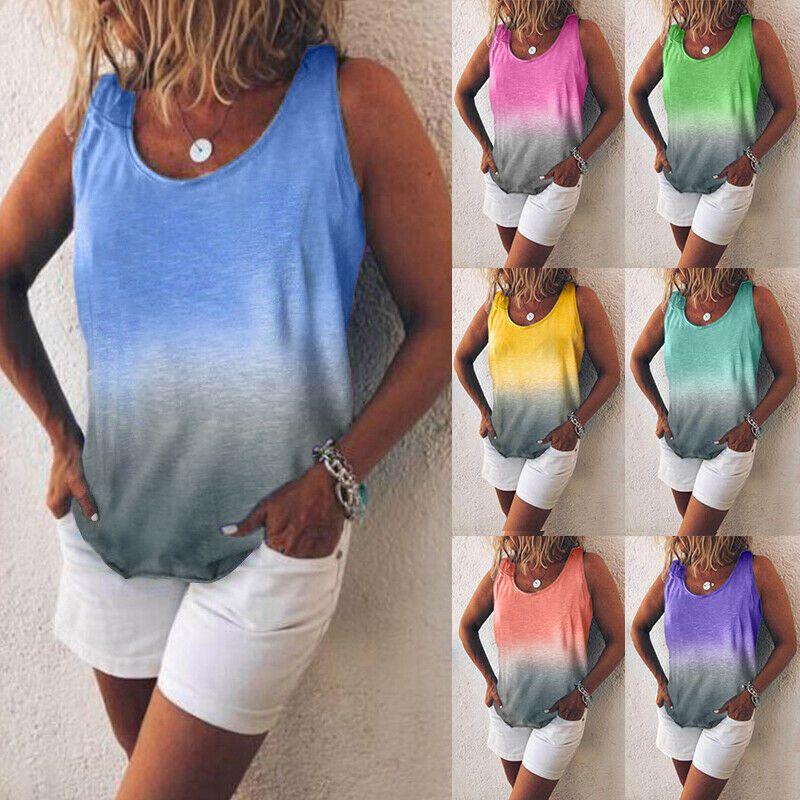 Stylish Women Sleeveless Gradient Vest Tank Top Perfect For Casual Summer Outings