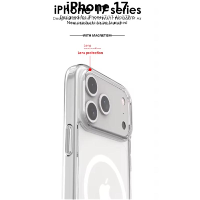 Shockproof For Magsafe Clear Magnetic Wireless Charge Case For iPhone 17 Air 17 Pro Max Hybird Hard Acrylic Back Cover Bumper