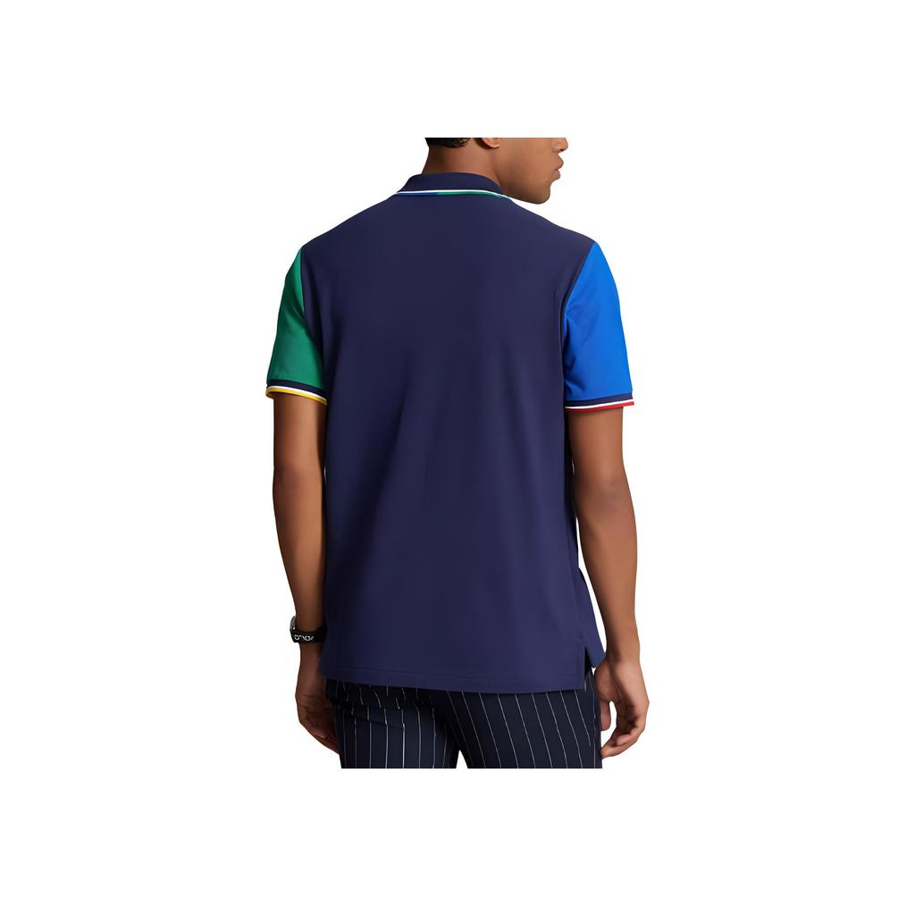 Polo Ralph Lauren Polo Shirt With Button Short Sleeves Slim Fit Straight Cut Men Tops Blue 710934904-001