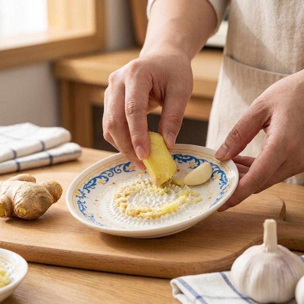 2-in-1 Knoflookrasp Bord Slijtvast Groente Rasp Gereedschap Serveerschaal