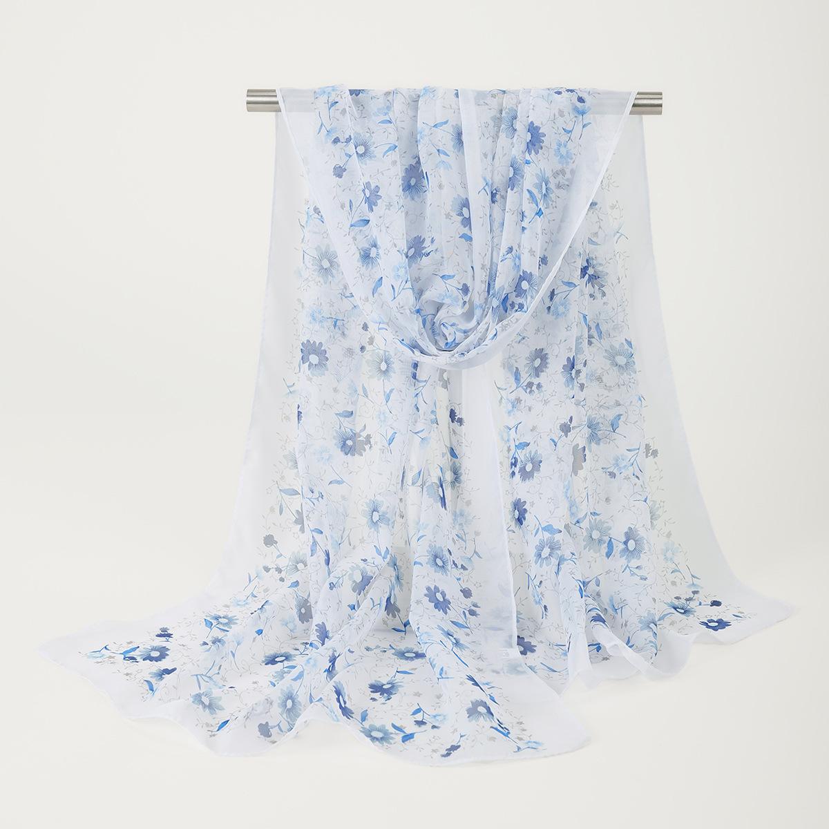 

Новый шифоновый шарф с принтом для лета, солнцезащитный, пляжный шарф, универсальный шарф для женщин 150*50cm