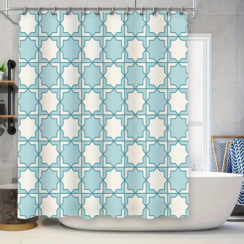 

Modern Blue White Bath Shower Curtain Waterproof Bathroom Decor 3D Printed Home Decorative Window Hanging Curtains For Home Deco W60H190(CM)-1 Pcs