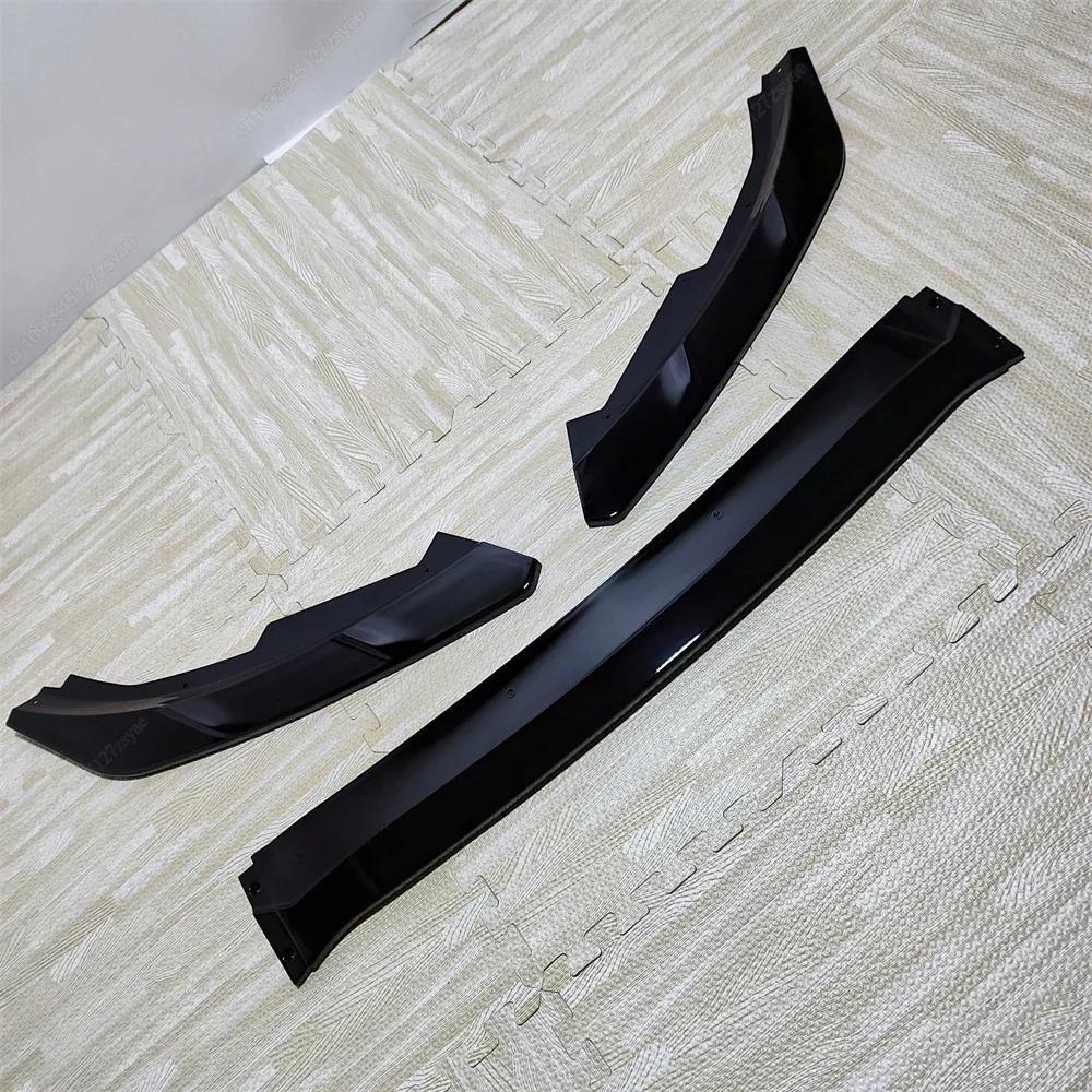 3PCS Car Front Bumper Lip Spoiler Splitter Diffuser For Ford Focus MK4 ST Line 2019-2025 Pre-LCI Bodykits Tuning Gloss Black ABS