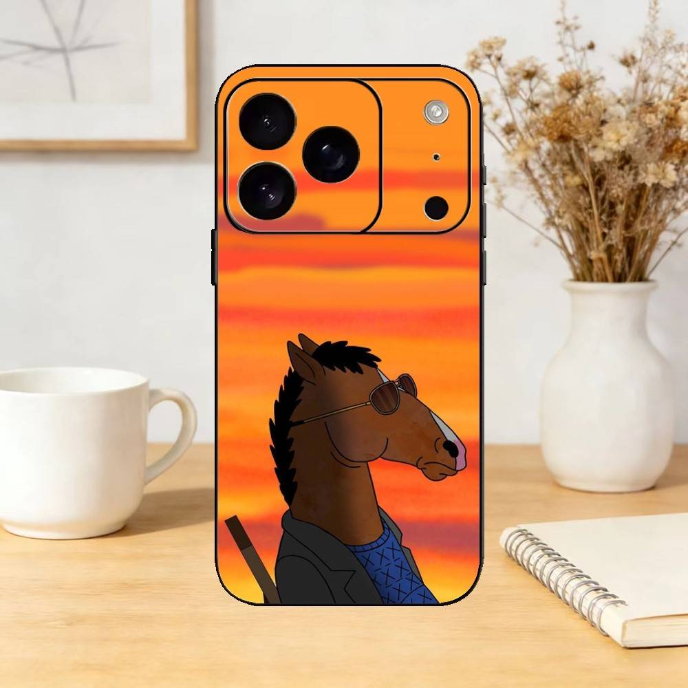 

BoJack Horseman Phone Case For iPhone 17,16,15,14,13,12,11 Plus,Pro Max,SE4Soft Silicone Black Cover iPhone16