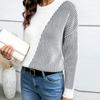 Women S Loose Fit Striped Color Block Long Sleeve Round Neck Knit Sweater