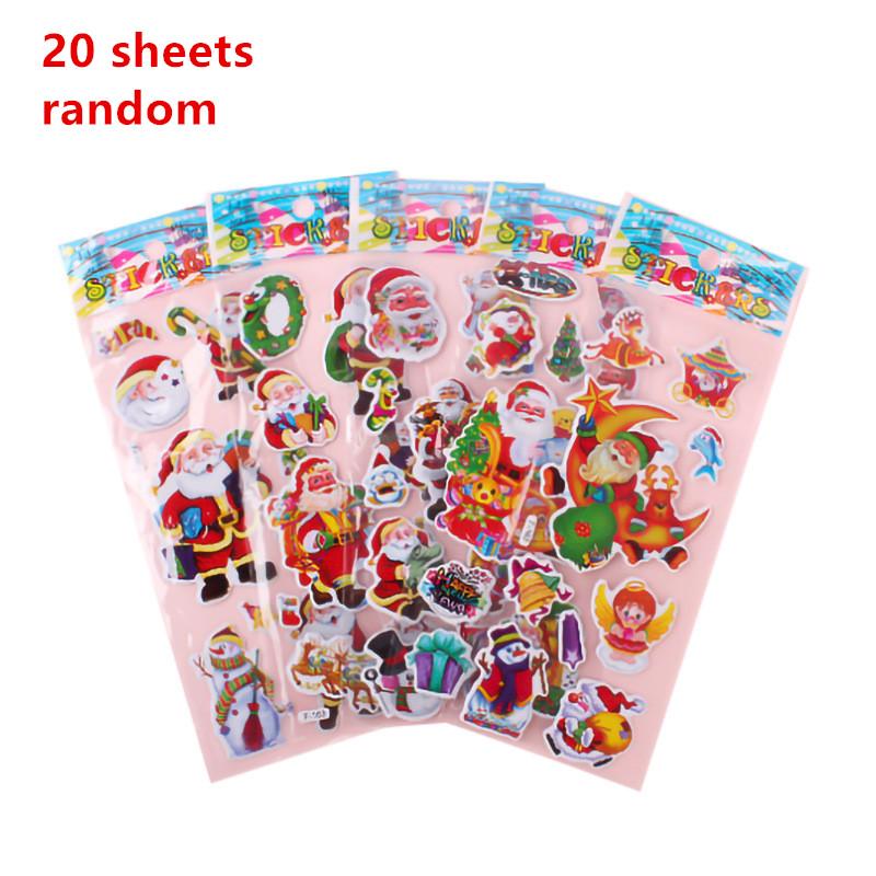 

10/20 листов наклеек для рождественской вечеринки, подарок для девочки/мальчика, канцелярские наклейки, Санта Клаус 20PCS