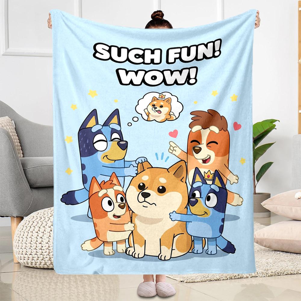 Merry Bluey Christmas! Blanket Comfortable Suitable for Sofa Office Chair Office All-Season Use Warmthful Decor