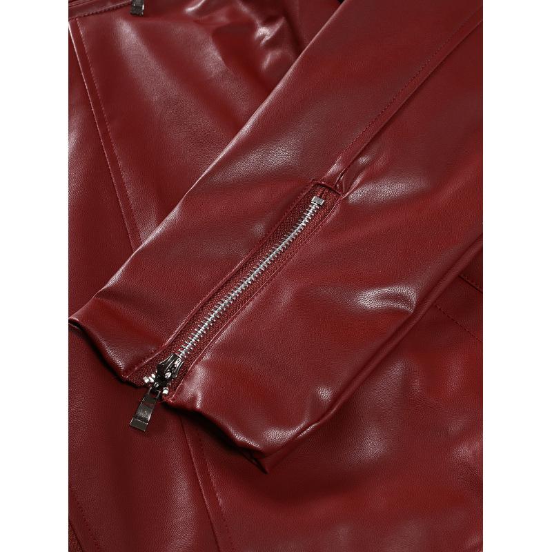 Men's Leather Jacket Spring And Fall Leather Jacket Handsome Horizontal Zipper Biker Suit Large Size Jacket