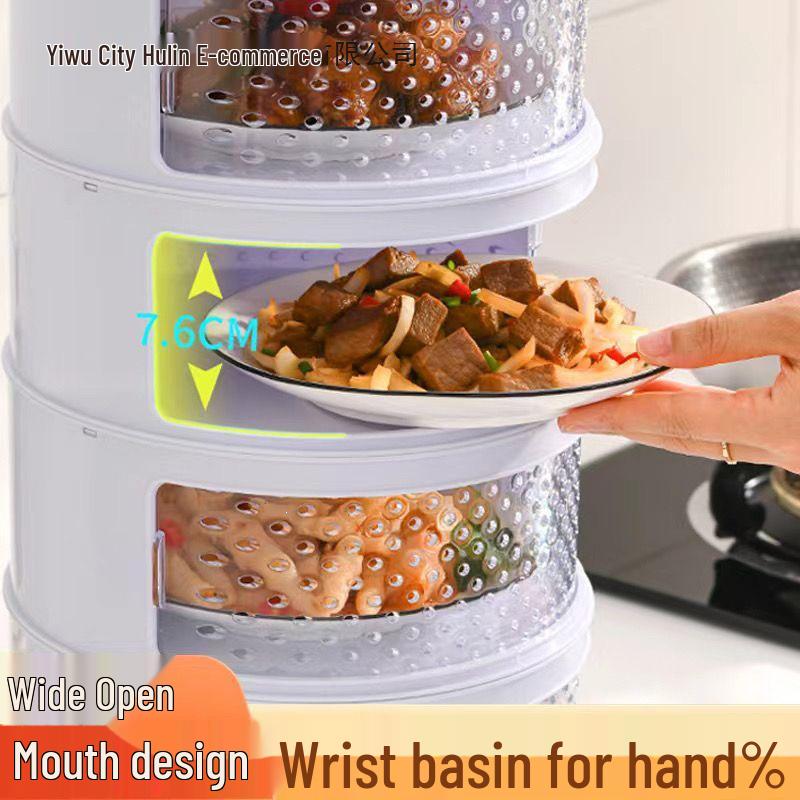 Breathable Insect-Proof Kitchen Storage Rack with Thickened Vegetable Cover and Overnight Dish Insulation