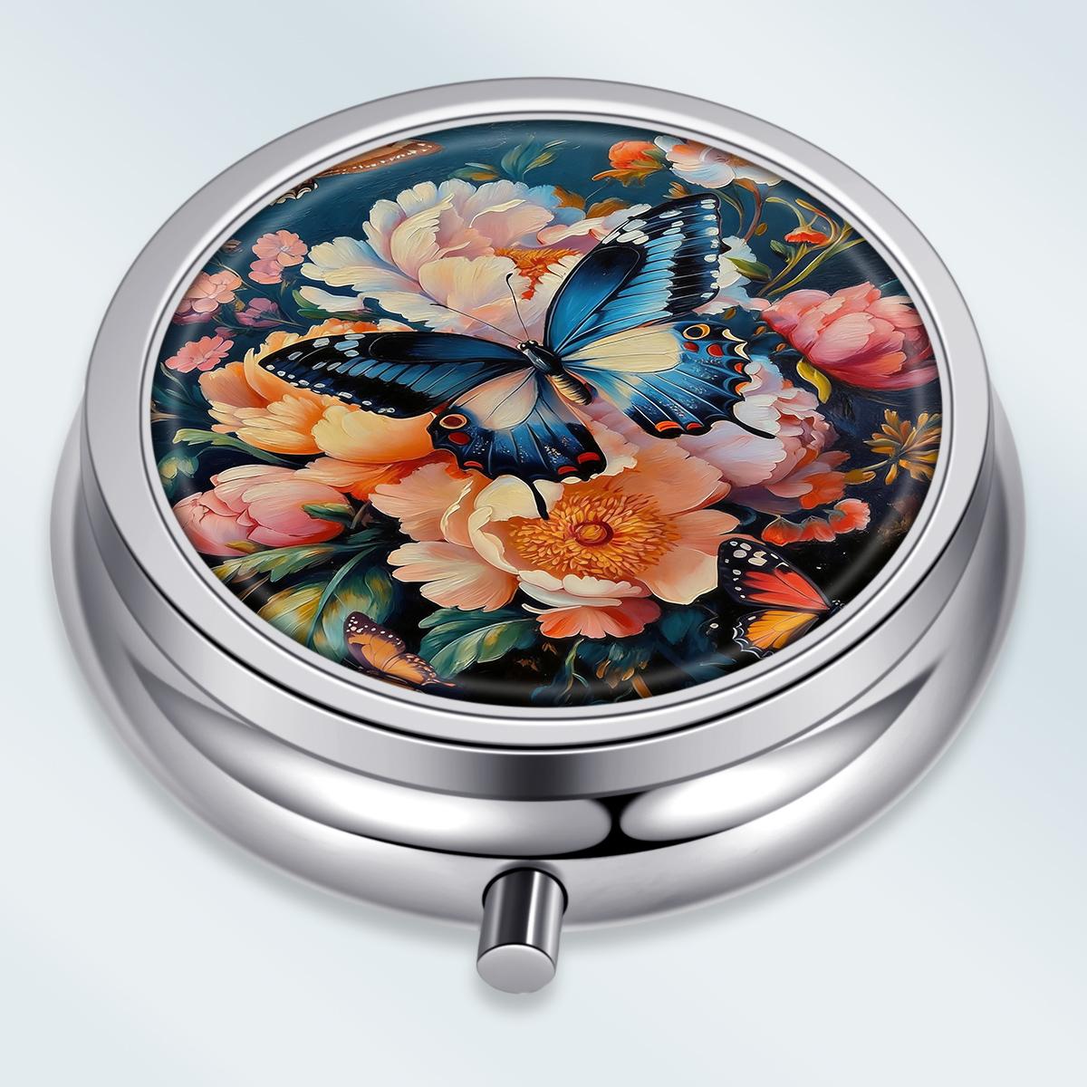 

Portable Pill Box with 3 Compartments, Mini Metal Medicine Organizer Case, Cute Printed Pill Container for Vitamins, Pills, Jewelry, Travel, Daily Use разноцветный