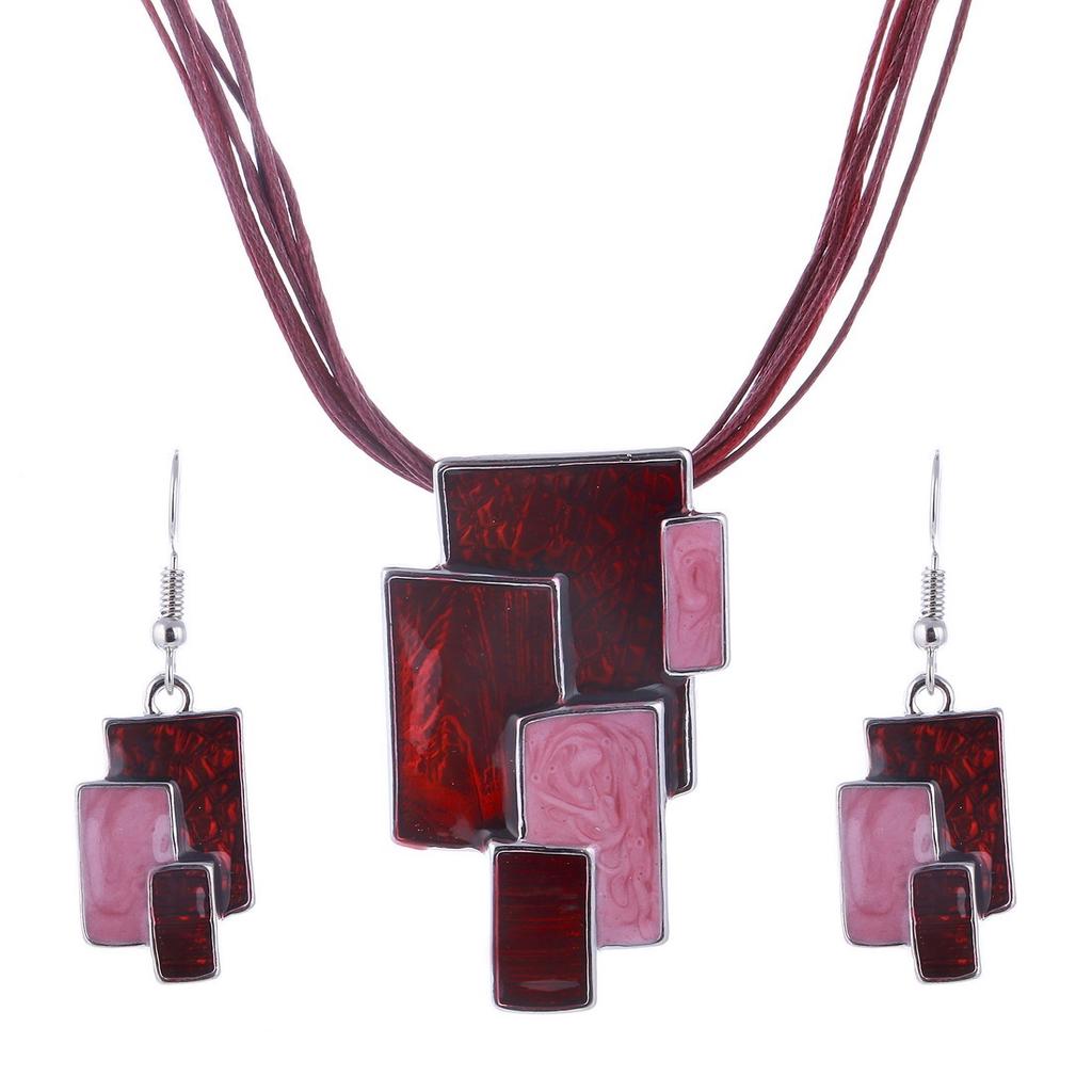 Buy Multilayer Leather Rope Geometry Jewelry Sets Women at affordable