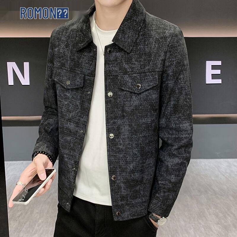 ROMON Men s Spring Autumn Korean Style Lapel Jacket 3XL