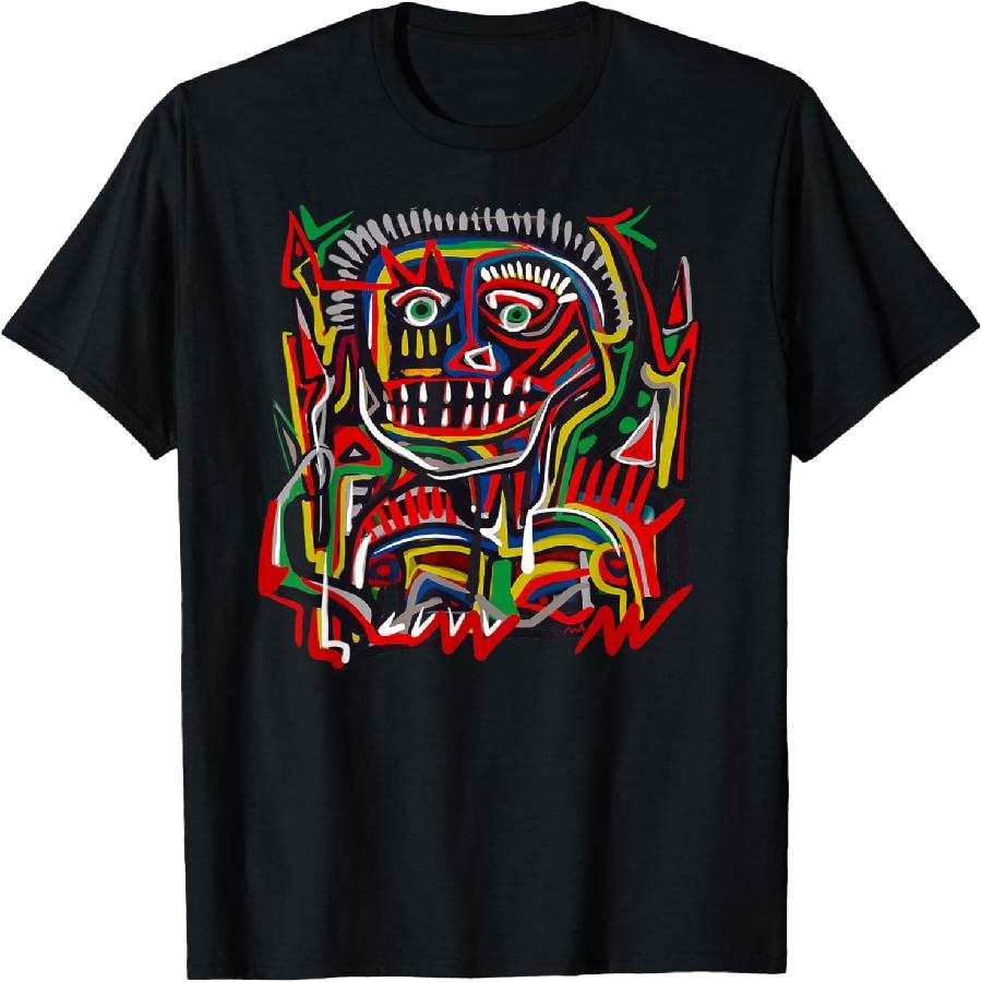 African Outsider Art Abstract Figure Graffiti Graphic T-Shirt S