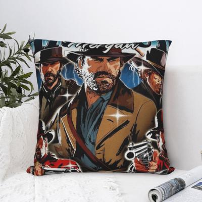 Arthur Morgan Kissenbezug Weicher Polyester Kissenbezug Geschenk Kissenbezug Abdeckung Auto Quadratisch 45*45cm