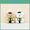 Charming Brown And White Plush Bear Keychain With Cute Police Design For Bags