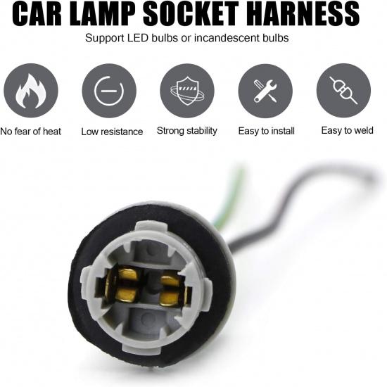 2 PCS T15 Car Brake Light Socket Replacements, Waterproof Soft Vehicle Daytime Running Light Wire Harness, Universal Automotive Turn Signal Light