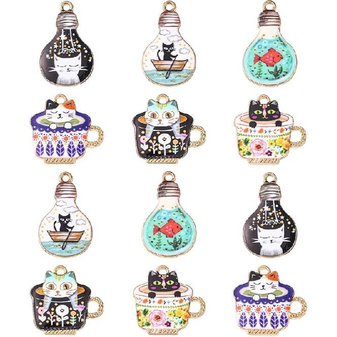 KitBeads 40pcs Enamel Rabbit Charms Mixed Styles Easter Bunny Charms Flower Printed Animal Bunny Rabbit Charms for Jewelry Making Bulk