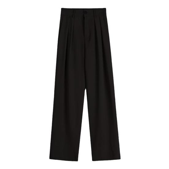 

Women Suit Pants Wrinkle Resistant High-Waisted Wide-Leg Slimming Trousers with Double Pleats Pockets Commuting Style Business Pants XXL