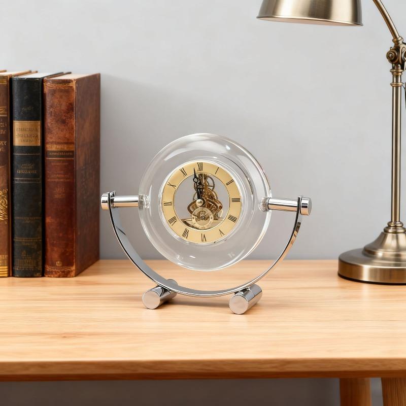 Crystal Table Clock Mechanical Desktop Clock Living Room Desk Clocks Nordic Interior Clocks Retro Room Ornaments Decoration