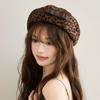 New Leopard Print Beret Women's Brown Bow Bud Hat Fashionable Versatile Face Little Painter Hat