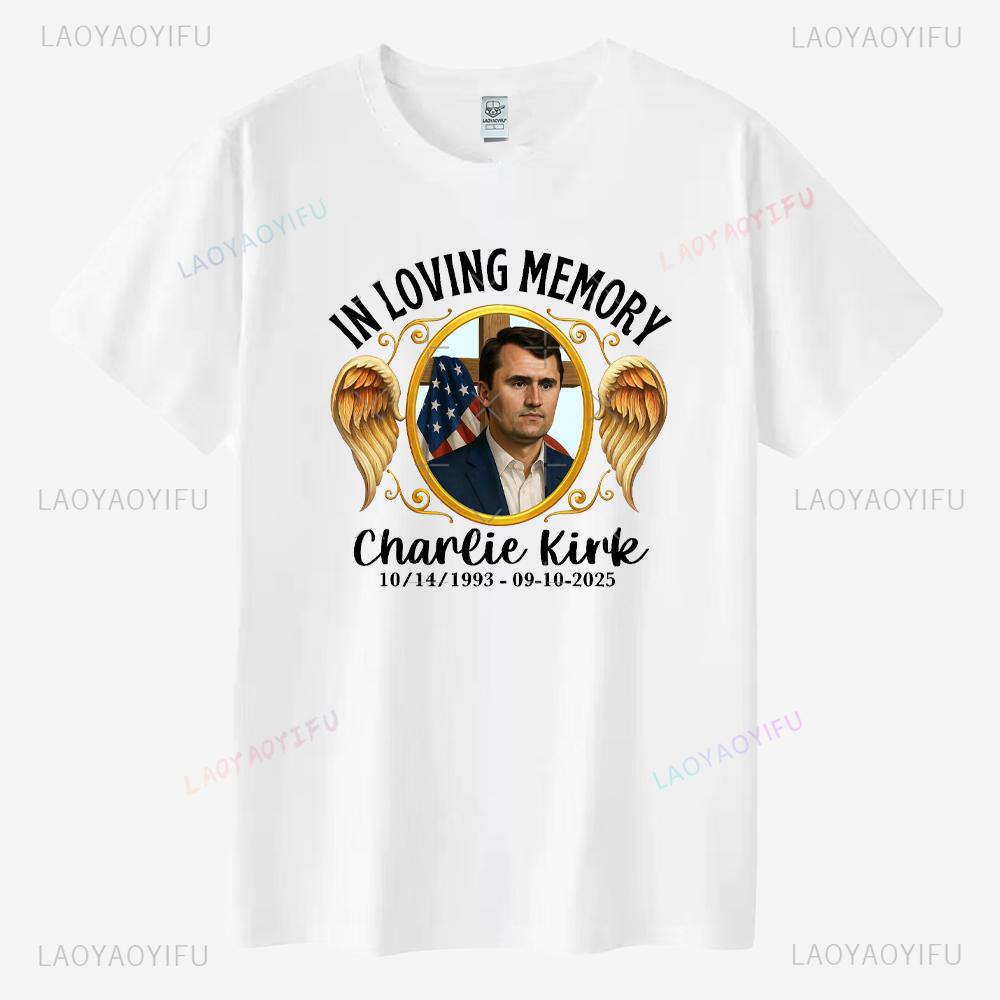 Gone But Not Forgotten Charlie Kirk Memorial Graphic T Shirts Thank You for Your Memories 1993-2025 T-shirt Cotton Ropa Hombre