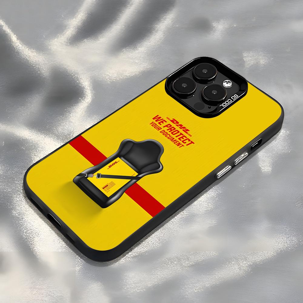 Brand DHL Logo Phone Case For IPhone17 Air 16 15 14 Plus 13 12 11 Pro 7 8 XS Max XR Silver Black Bumper Case