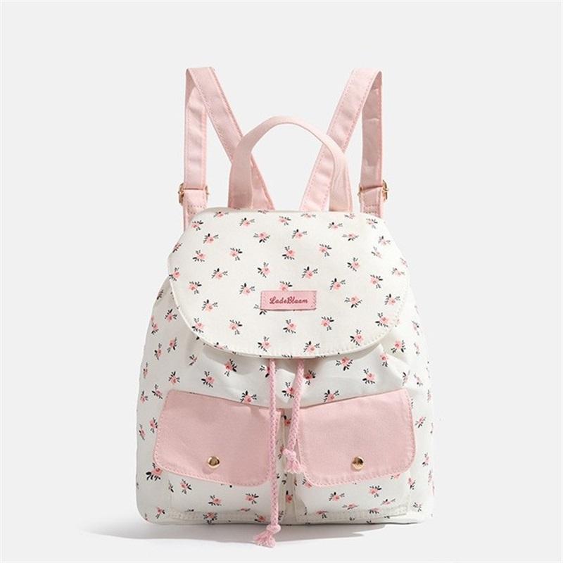 Summer college style new backpack floral large capacity canvas backpack student school bag