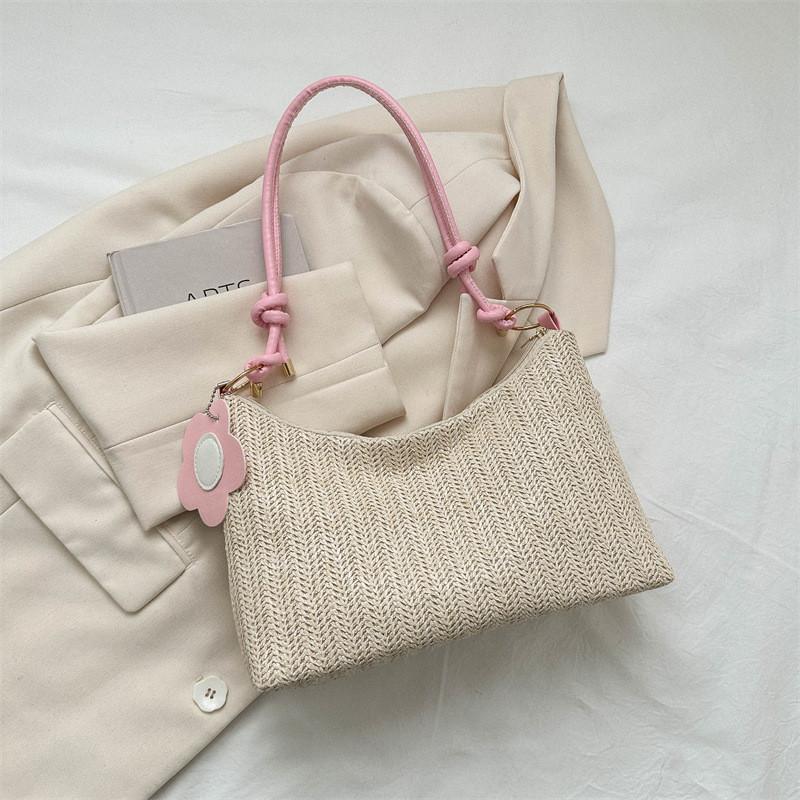 Versatile Woven Tote Bag For Women Modern Casual Shoulder Bag In Elegant Colors