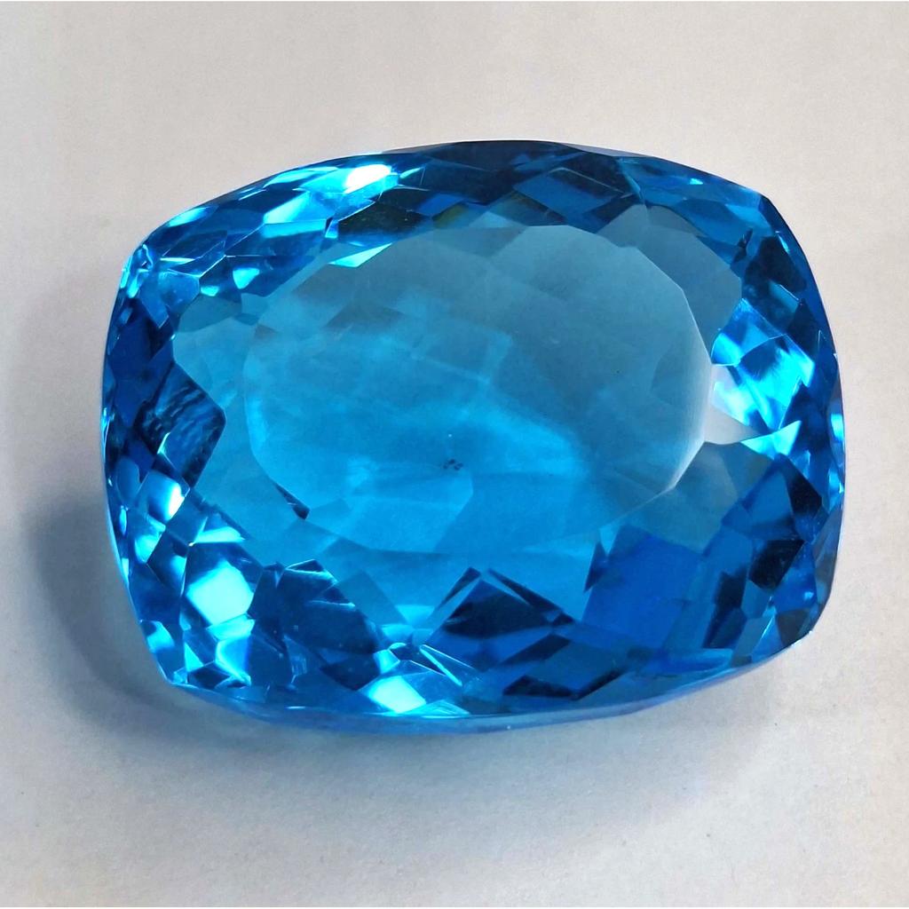 100-102 Ct Lab Created Blue Topaz Cushion Cut Fabulous Certified Loose Gemstone
