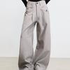 Retro front plug design button pants men's wide-leg casual loose old money style fashion new trousers