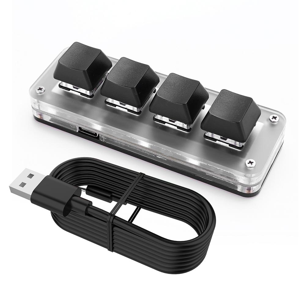 3 Key 1 Knob/4 Key Programming Macro  Knob Keyboard RGB Wired USB Mini Mechanical BT Keyboard Hotswap Mechanical Macropad