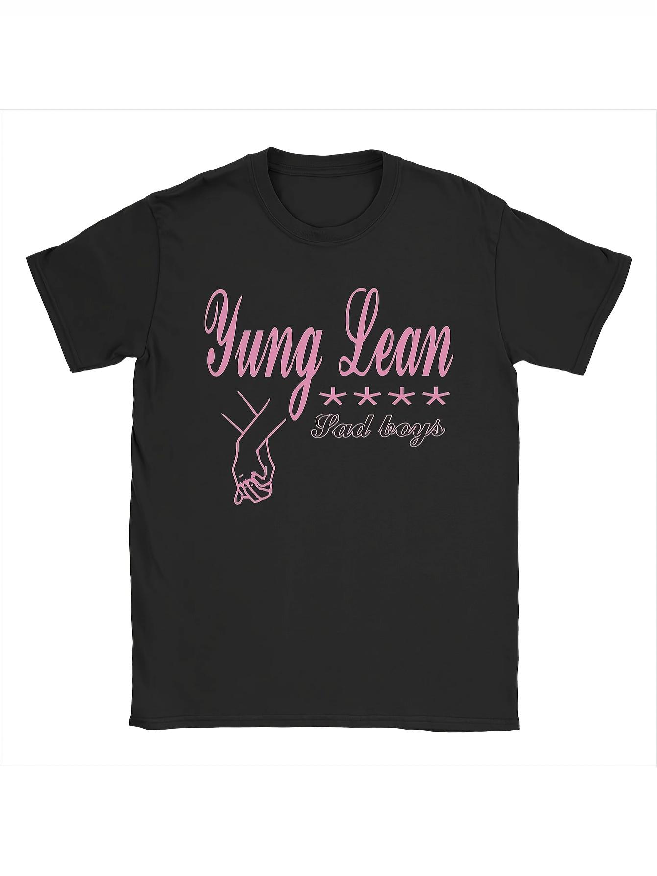 

Men S Yung Lean Sadboys Graphic T-Shirt- Black with Pink Print Vintage Crewneck Tee XL