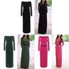 Casual Fashion Women Long Sleeve Belted Party Evening Cocktail Long Dress Maxi